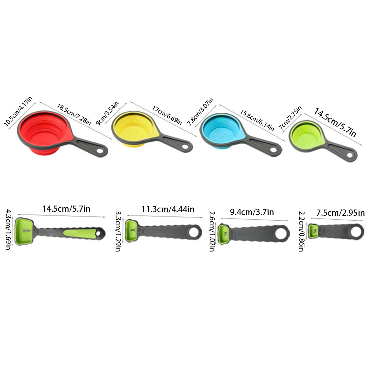 Collapsible Measuring Cups and Spoons, 8-Piece Silicone Set with Engraved Markings - Image 5