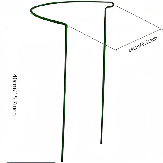 Half-Round Plant Support Stakes, 6 Green Metal Rings at 15.7 Inches Tall - Image 2
