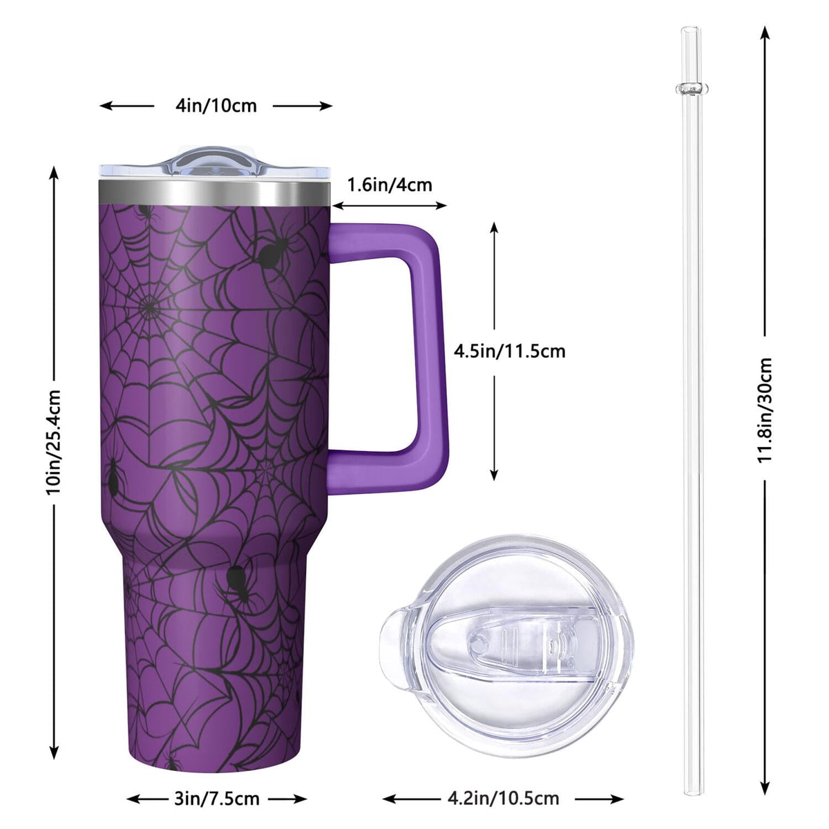 Halloween Tumbler with Handle, 40oz Insulated Stainless Steel Cup with Straw - Image 3