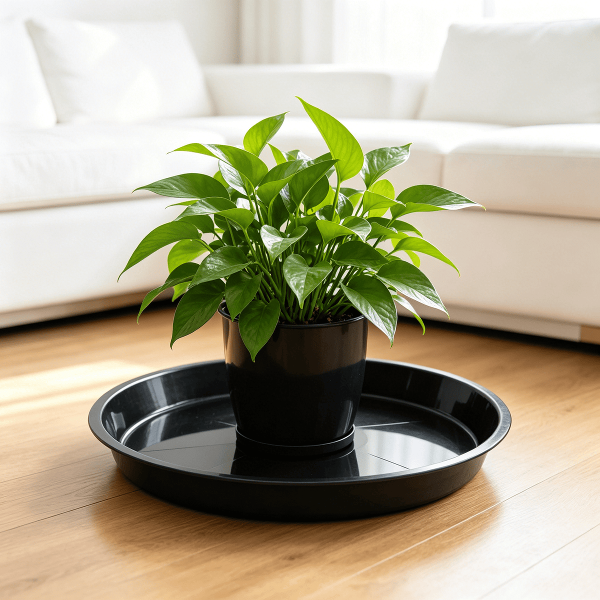 Round Plant Saucers in Black Plastic, 24 x 20.7 x 2.5 cm Drip Trays for Pots - Image 5