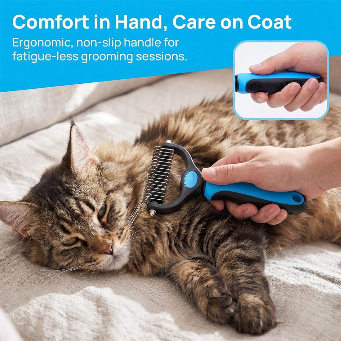 Deshedding Comb for Dogs and Cats, Dual 9 and 17 Tooth Undercoat Rake - Image 4