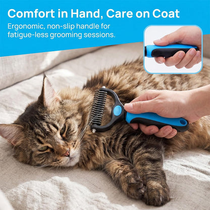Deshedding Comb for Dogs and Cats, Dual 9 and 17 Tooth Undercoat Rake - Image 4