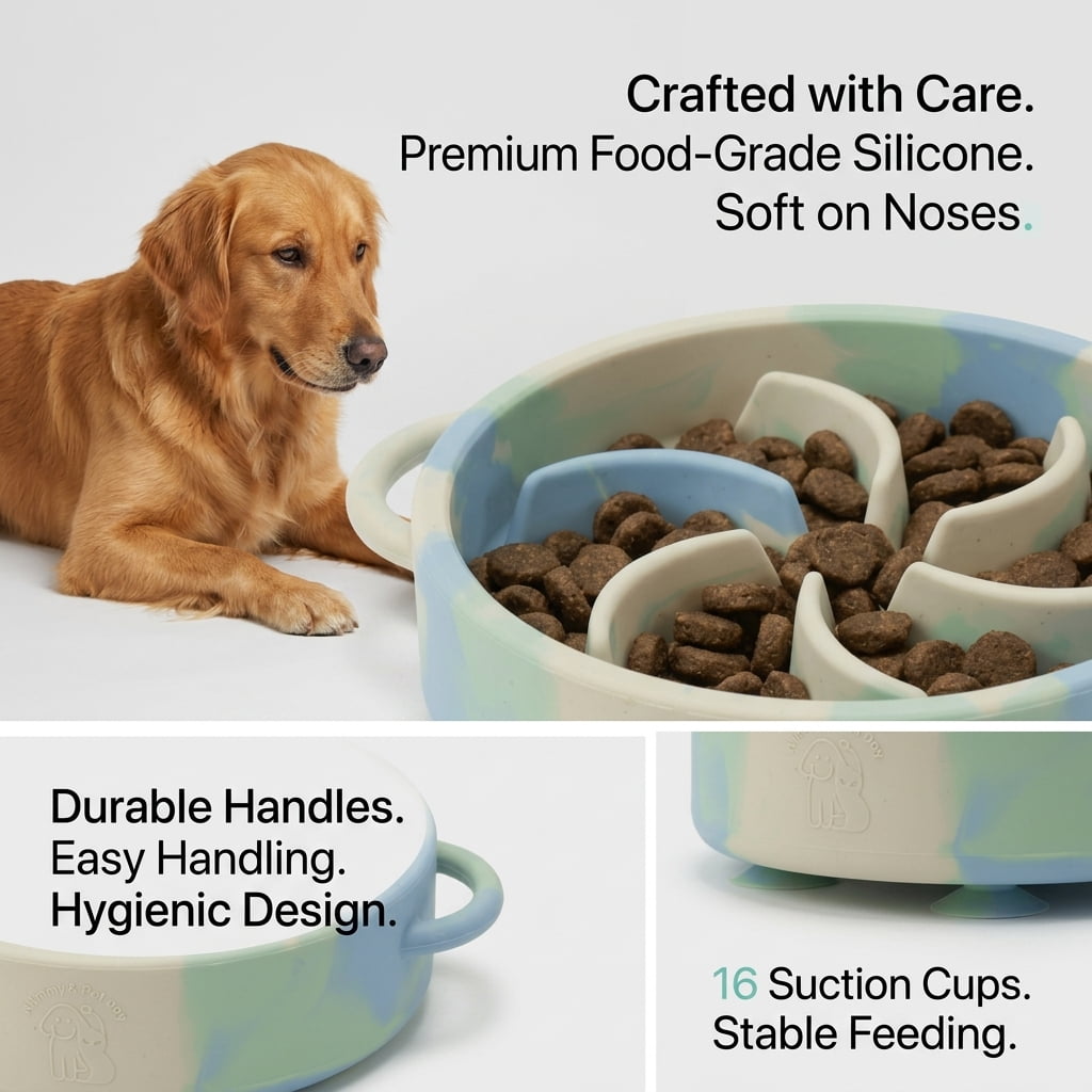 Silicone Slow Feeder Bowl with 16 Suction Cups, Maze Dish for Cats and Dogs - Image 5