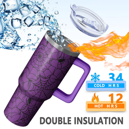 Halloween Tumbler with Handle, 40oz Insulated Stainless Steel Cup with Straw - Image 2