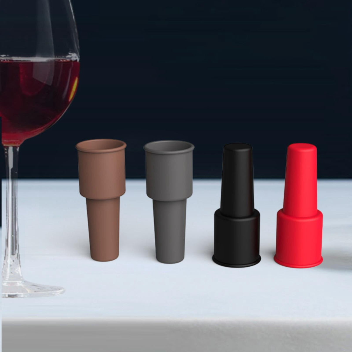 Silicone Wine Bottle Stoppers, 4 Reusable Double-Seal Caps for Wine and Sparkling - Image 4
