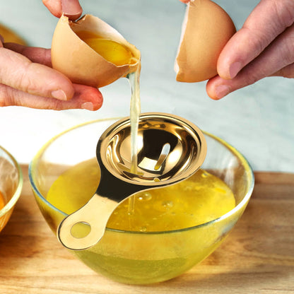 Golden Stainless Steel Egg Whisk and Yolk Separator Set, 31 cm Balloon Whisk - Image 3