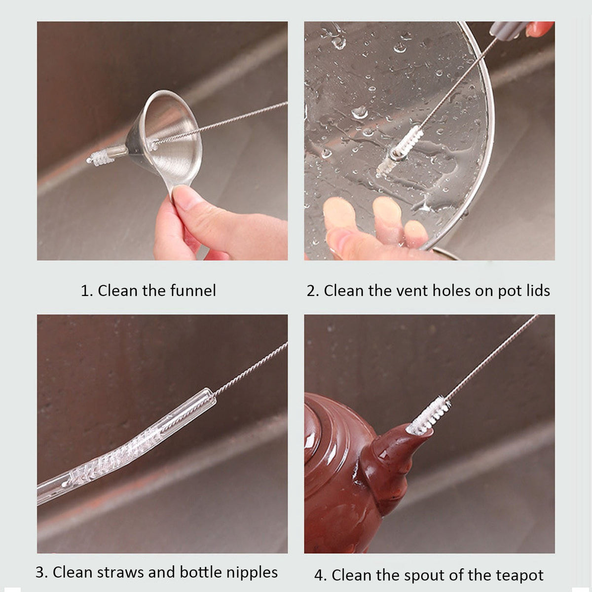 Straw Cleaning Brushes, 2 Pack of 8.26 Inch Flexible Pipe Brushes with Hanging Loop - Image 5