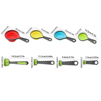 Collapsible Measuring Cups and Spoons, 8-Piece Silicone Set with Engraved Markings - Image 5