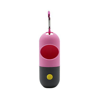 Dog Waste Bag Dispenser for a Leash, Capsule Holder with LED Walking Light