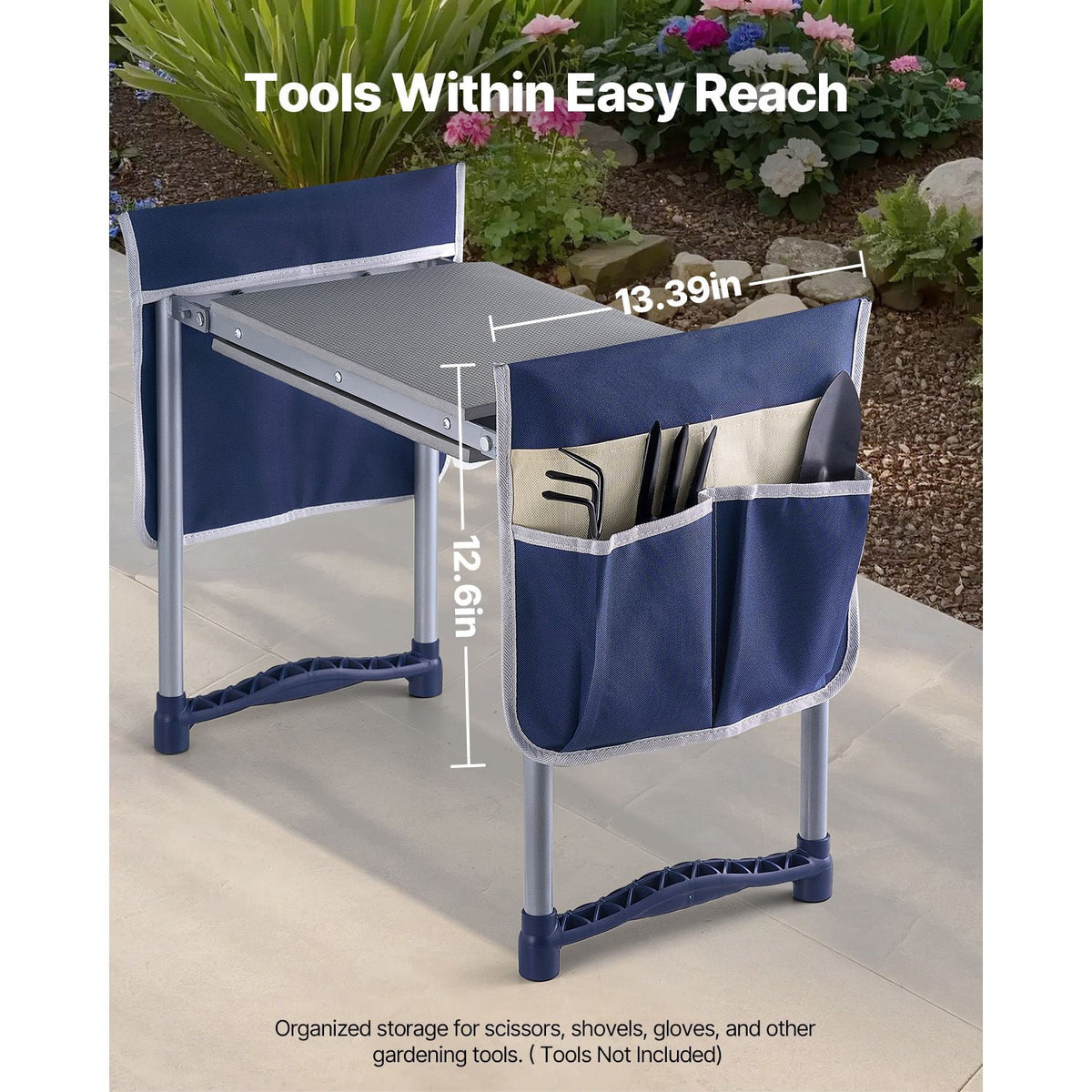 Folding Garden Kneeler and Bench Seat, 11 Inch Foam Pad with Two Tool Pouches - Image 5