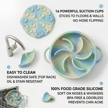 Silicone Slow Feeder Bowl with 16 Suction Cups, Maze Dish for Cats and Dogs - Image 6