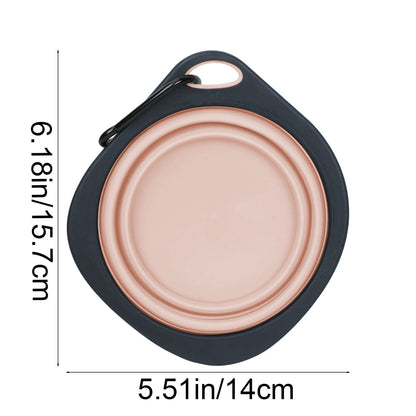Collapsible Travel Dog Bowl in Pink, Foldable Water Dish with Carabiner Clip - Image 3