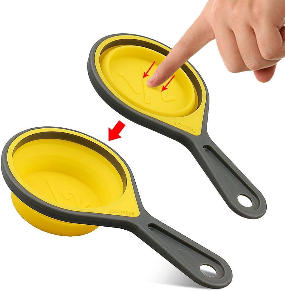 Collapsible Measuring Cups and Spoons, 8-Piece Silicone Set with Engraved Markings - Image 4