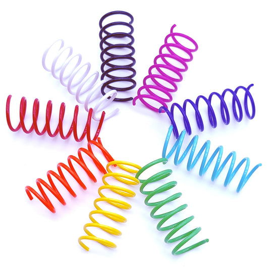 Cat Spring Toys, 18 Plastic Coils in 9 Colours for Solo Play and Pouncing