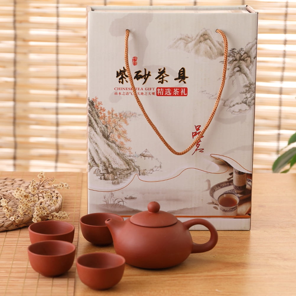 Clay Teapot and Cup Set, Small Kung Fu Travel Tea Kettle for Brewing - Image 2