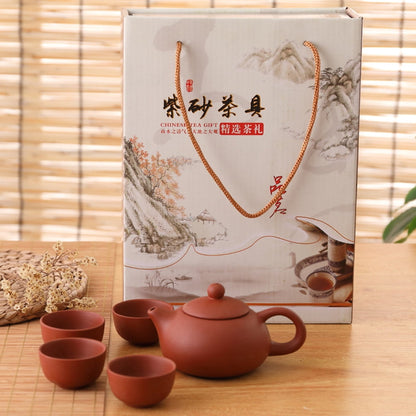 Clay Teapot and Cup Set, Small Kung Fu Travel Tea Kettle for Brewing - Image 2