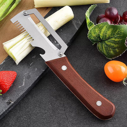 Vegetable Peeler with Wooden Handle and Built-In Bottle Opener - Image 2