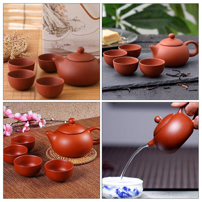 Clay Teapot and Cup Set, Small Kung Fu Travel Tea Kettle for Brewing - Image 4