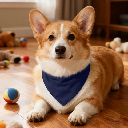 Cotton Dog Bandana in Navy, Reversible Triangle Pet Scarf at 75 cm - Image 4