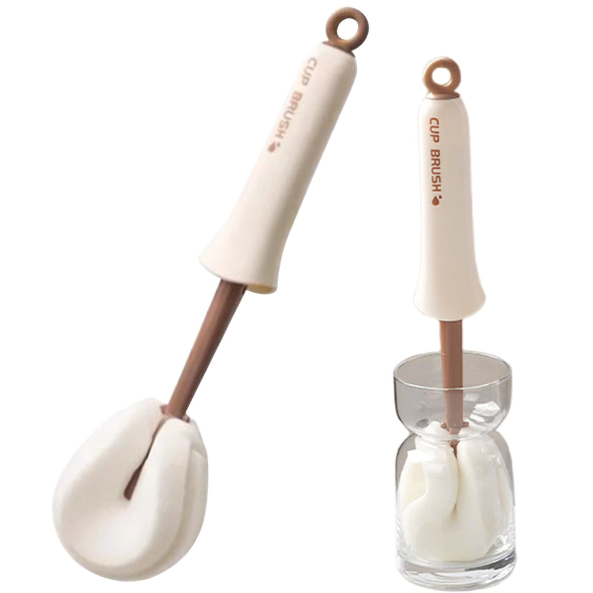 Two-in-One Cup Brush with Squeeze Sponge and Detail Tip, 30 cm Long Handle