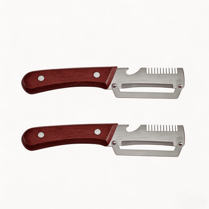 Vegetable Peeler with Wooden Handle and Built-In Bottle Opener