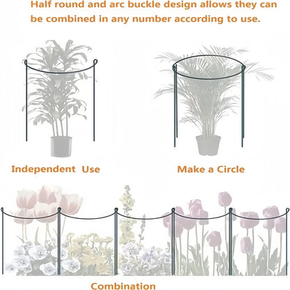 Half-Round Plant Support Stakes, 6 Green Metal Rings at 15.7 Inches Tall - Image 4