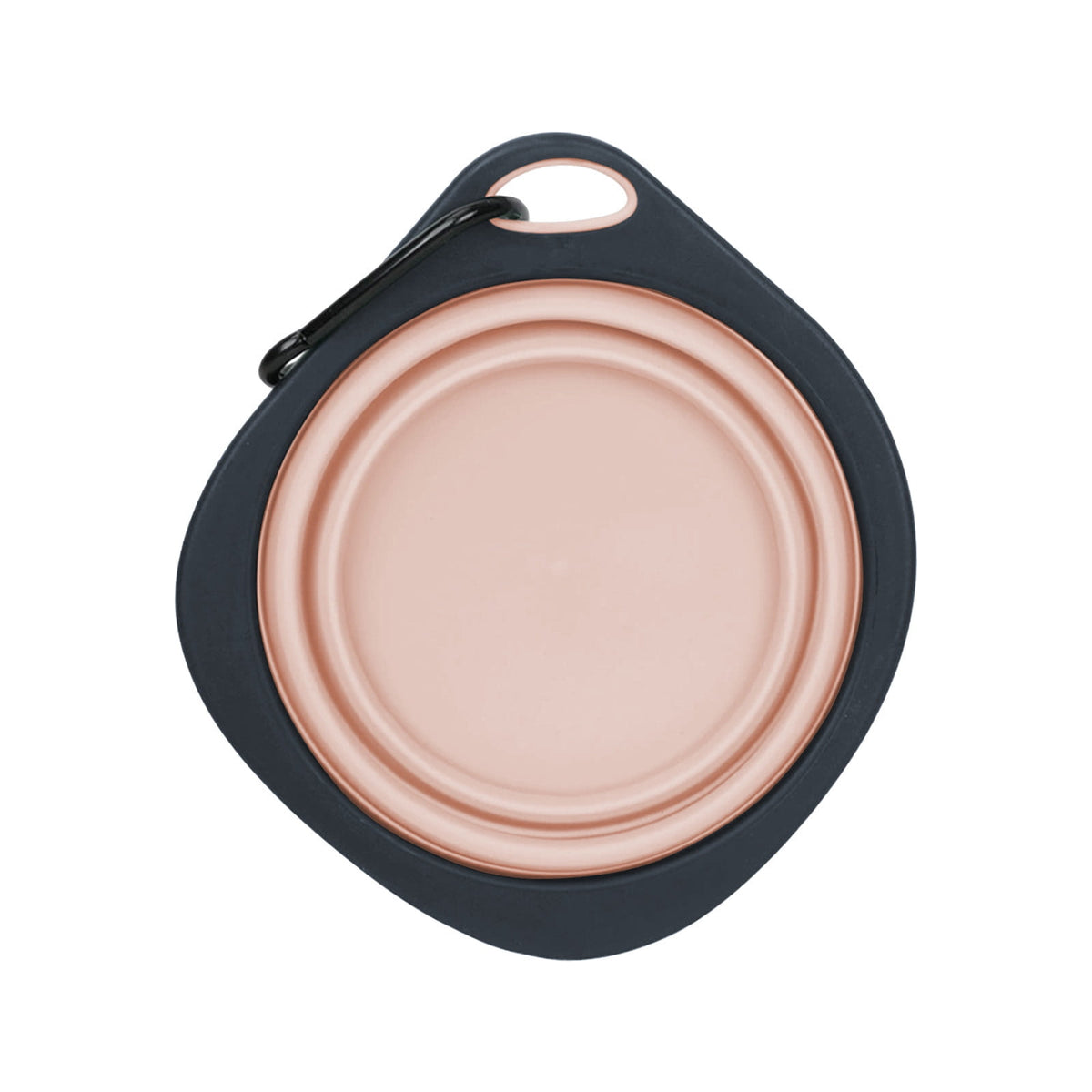 Collapsible Travel Dog Bowl in Pink, Foldable Water Dish with Carabiner Clip