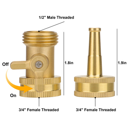 Solid Brass Hose Nozzle with Shut-Off Valve and 3/4 Inch Threaded Swivel - Image 5