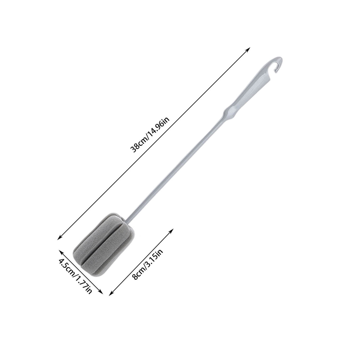 Long Handle Bottle Brush with Sponge Head and Hanging Loop for Tall Cups - Image 2
