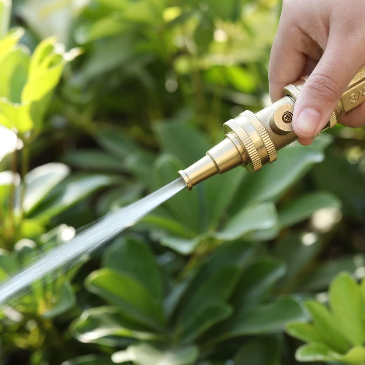 Solid Brass Hose Nozzle with Shut-Off Valve and 3/4 Inch Threaded Swivel - Image 4