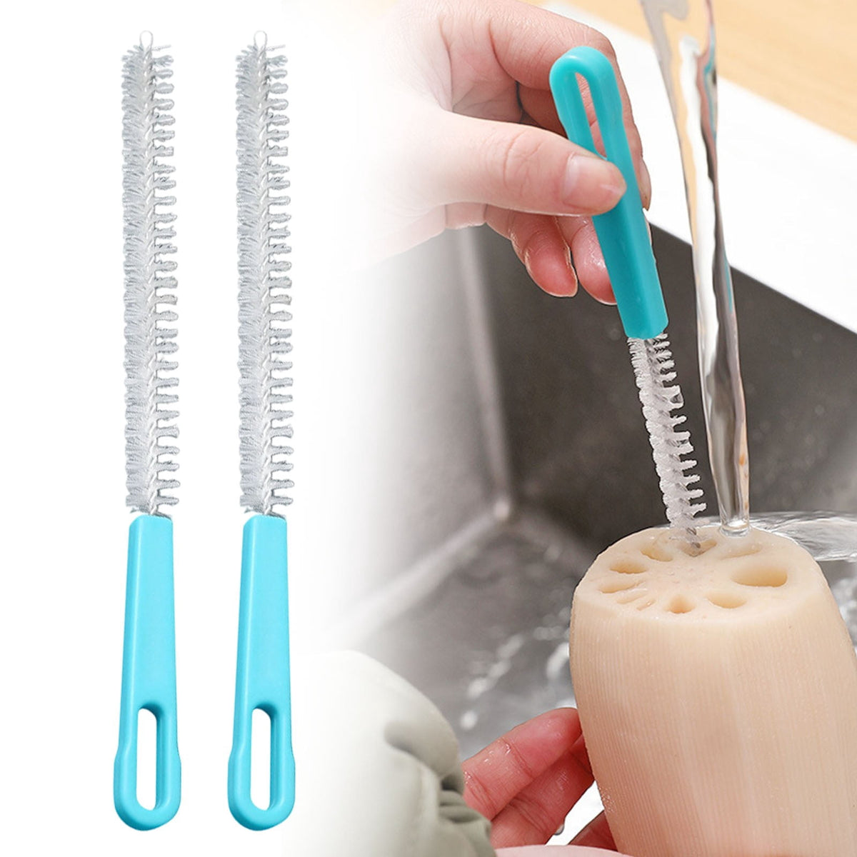 Straw Cleaning Brushes, 2 Pack of 8.26 Inch Flexible Pipe Brushes with Hanging Loop - Image 2