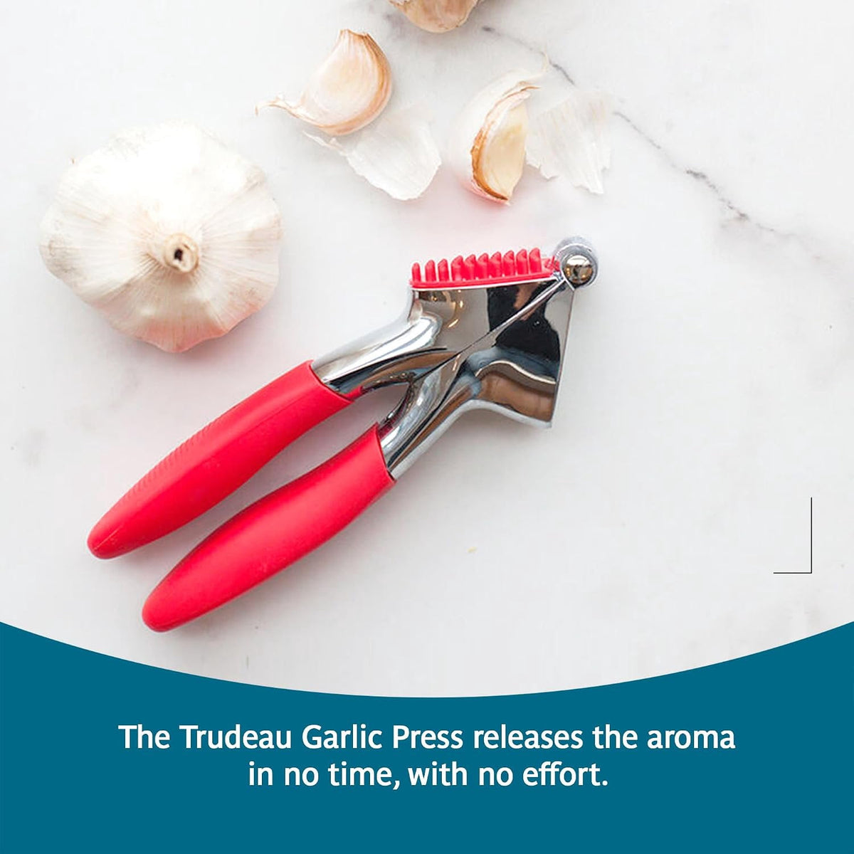 Garlic Press with Large Chamber and Built-In Cleaning Comb, Dishwasher Safe - Image 2