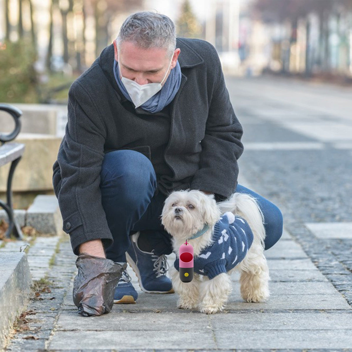 Dog Waste Bag Dispenser for a Leash, Capsule Holder with LED Walking Light - Image 4