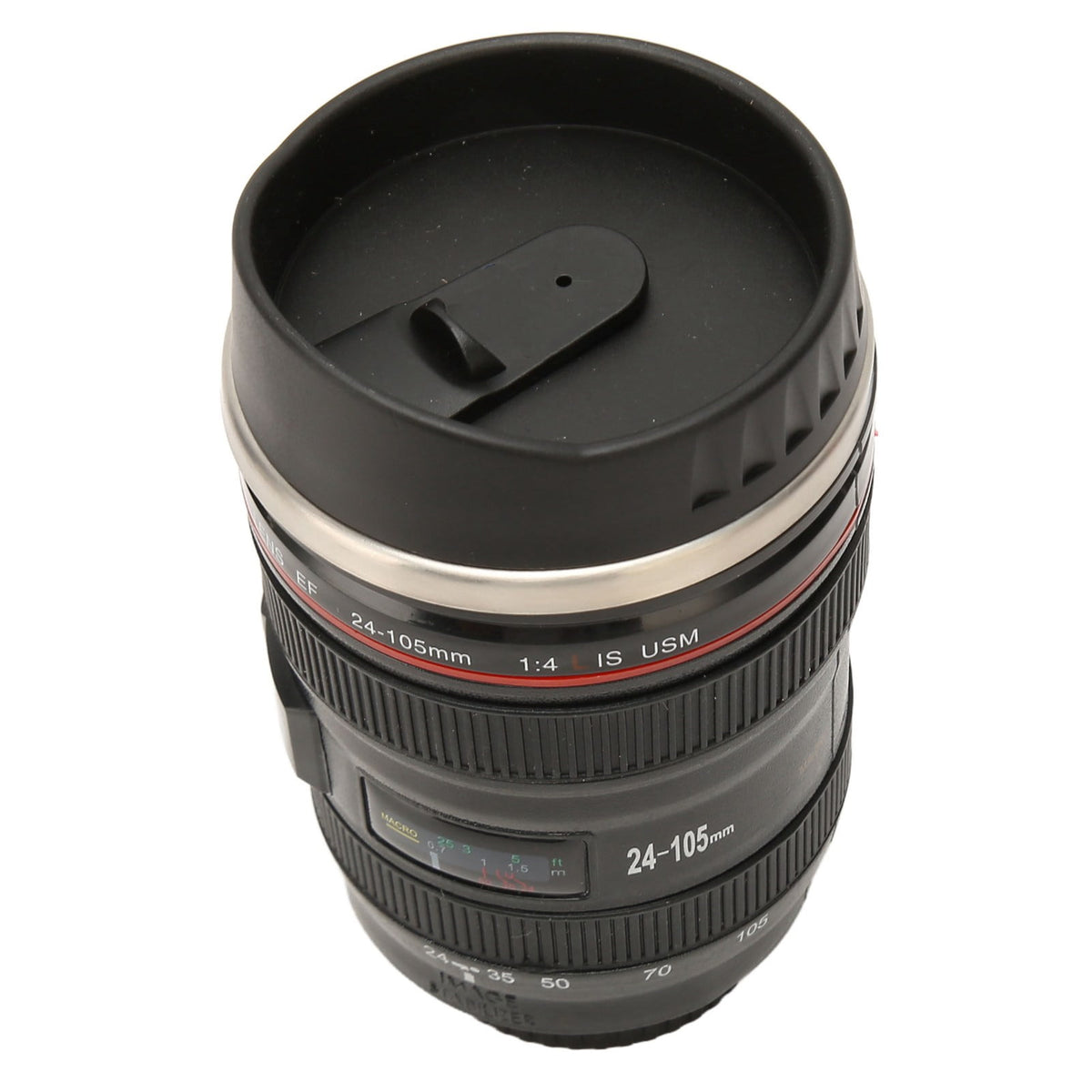 Camera Lens Travel Mug, Insulated Stainless Steel Coffee Cup with Lid