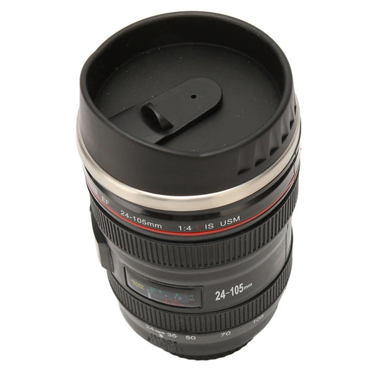 Camera Lens Travel Mug, Insulated Stainless Steel Coffee Cup with Lid