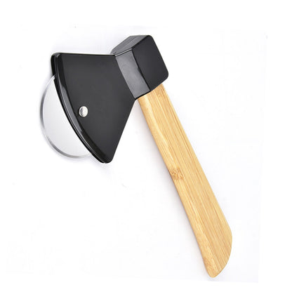 Axe-Shaped Pizza Wheel with Bamboo Handle, 8.3 Inch Stainless Steel Cutter - Image 2