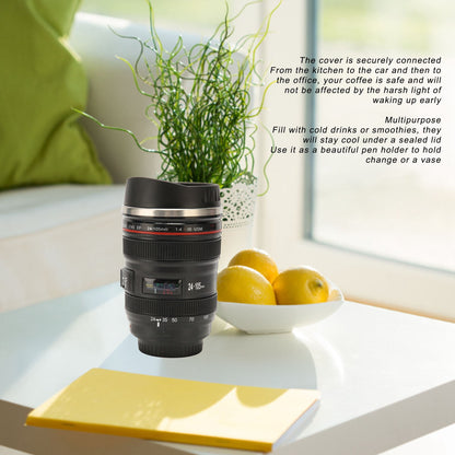 Camera Lens Travel Mug, Insulated Stainless Steel Coffee Cup with Lid - Image 5