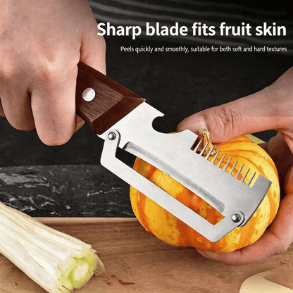 Vegetable Peeler with Wooden Handle and Built-In Bottle Opener - Image 3