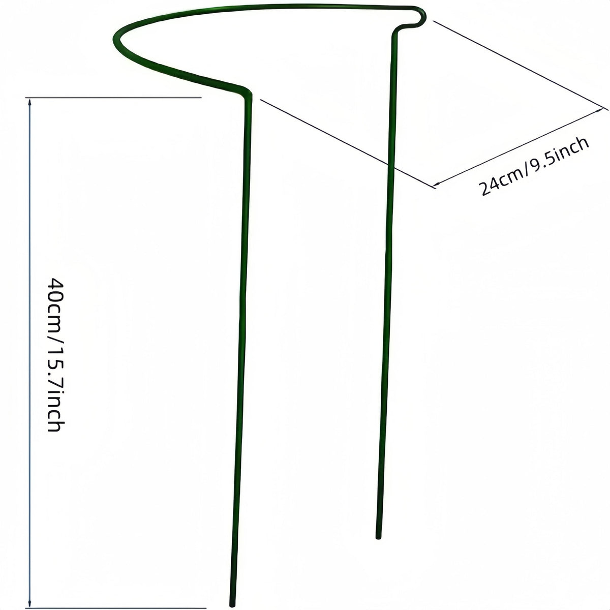 Half-Round Plant Support Stakes, 6 Green Metal Rings at 15.7 Inches Tall - Image 2