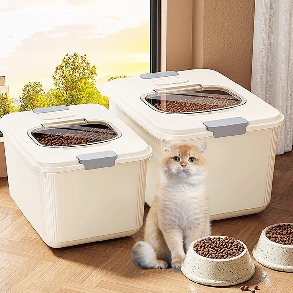 Airtight Pet Food Container for Up to 30 lbs of Dry Food, with Measuring Cup - Image 4