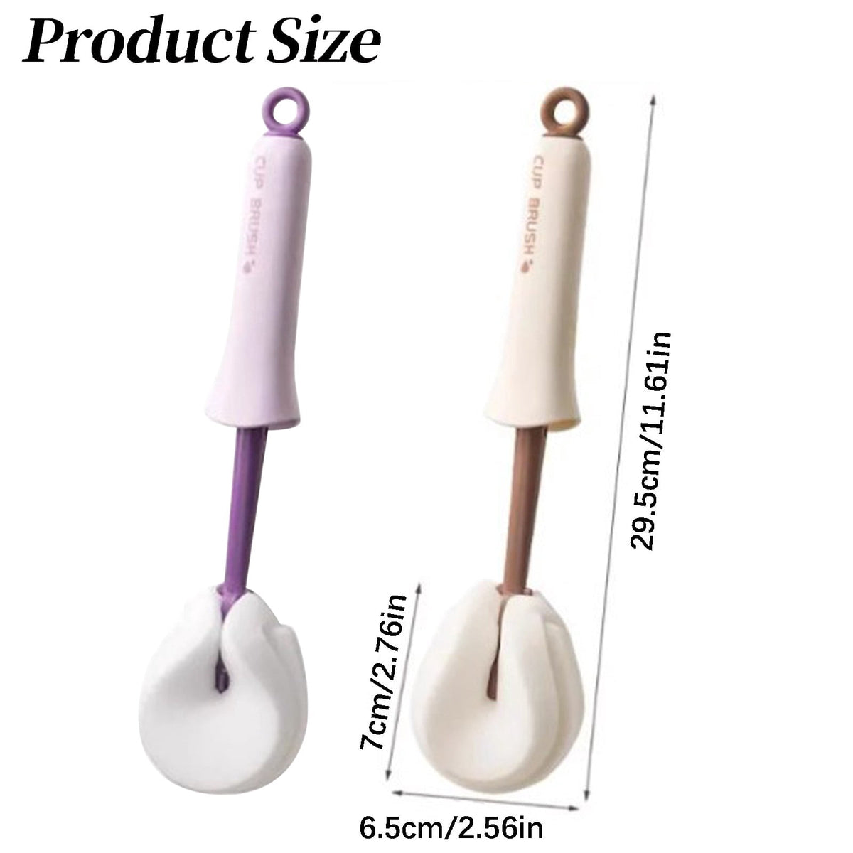 Two-in-One Cup Brush with Squeeze Sponge and Detail Tip, 30 cm Long Handle - Image 3