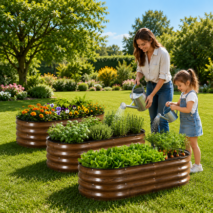 Galvanized Raised Bed Kit, Four 4 x 2 x 1 Foot Metal Planter Boxes in Brown - Image 6