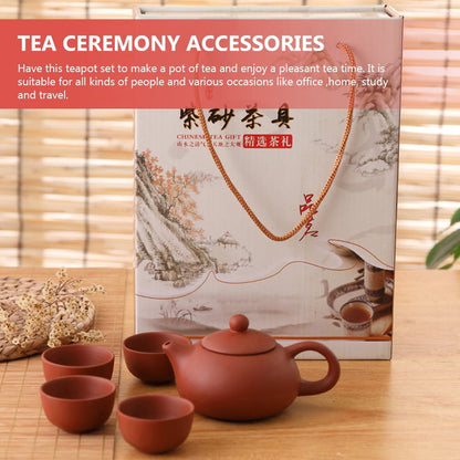 Clay Teapot and Cup Set, Small Kung Fu Travel Tea Kettle for Brewing - Image 5