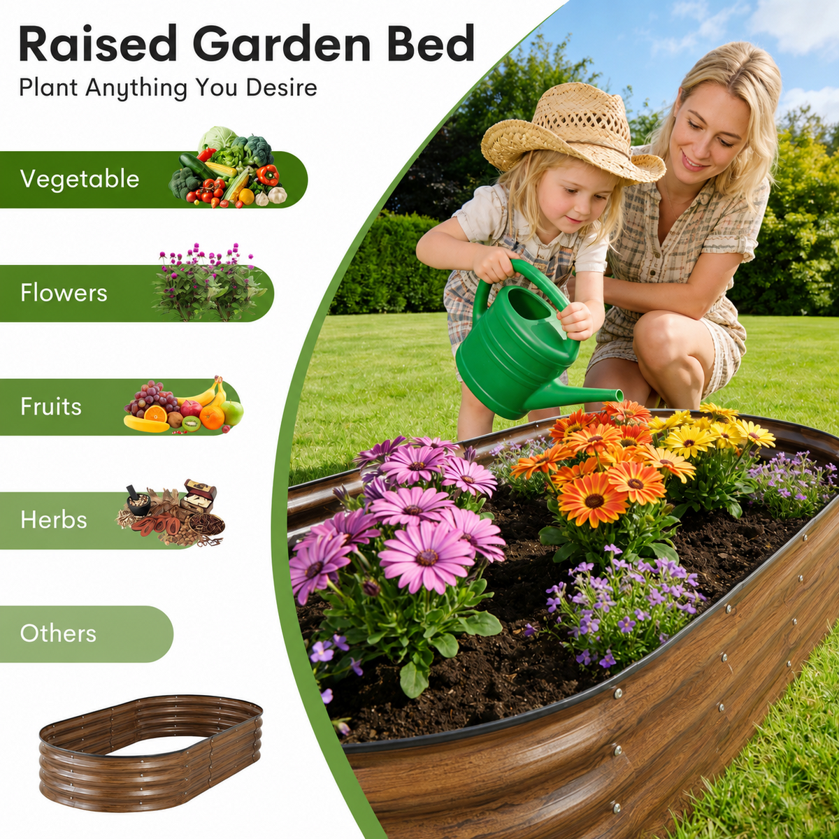 Galvanized Raised Bed Kit, Four 4 x 2 x 1 Foot Metal Planter Boxes in Brown - Image 3