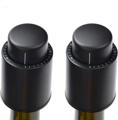 Vacuum Wine Bottle Stoppers, 2 Pack with Time Scale Dial for Preserving Bottles