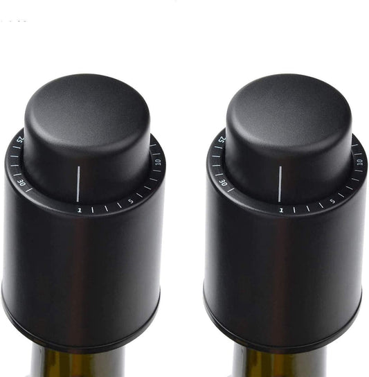 Vacuum Wine Bottle Stoppers, 2 Pack with Time Scale Dial for Preserving Bottles