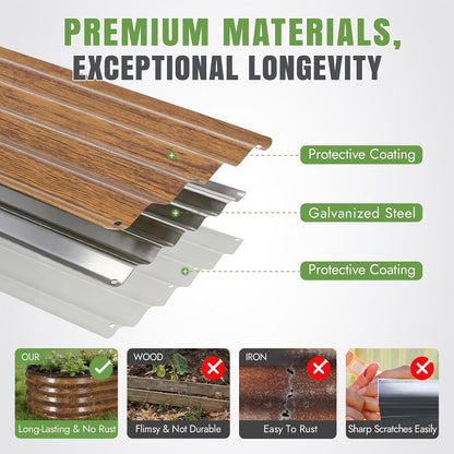 Galvanized Raised Bed Kit, Four 4 x 2 x 1 Foot Metal Planter Boxes in Brown - Image 5