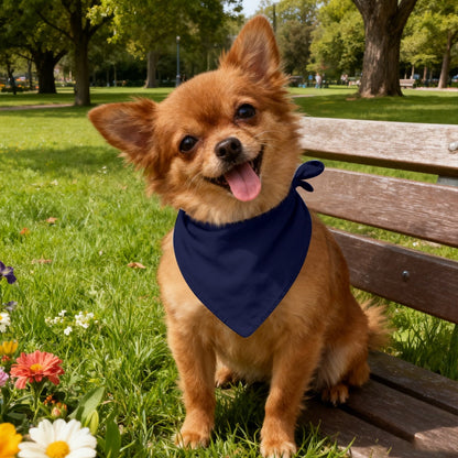 Cotton Dog Bandana in Navy, Reversible Triangle Pet Scarf at 75 cm - Image 5