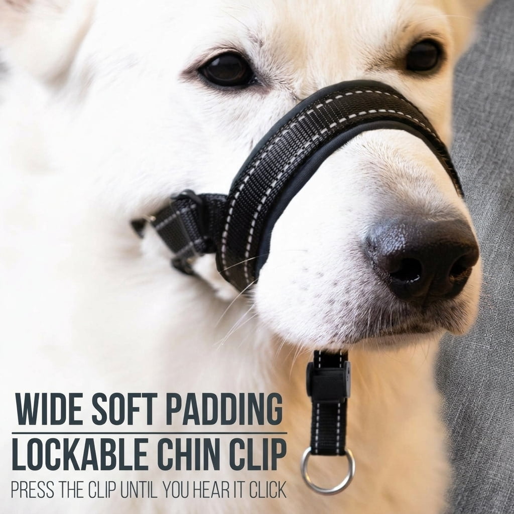 Padded Dog Head Halter in Black Nylon, Size 2 with Reflective Stitching - Image 3