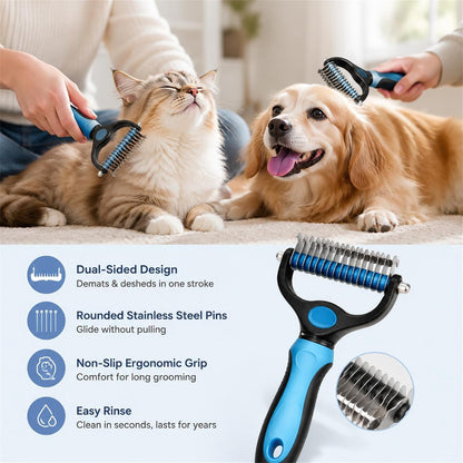 Double-Sided Undercoat Rake for Dogs and Cats, Wide Dematting and Deshedding Comb - Image 4